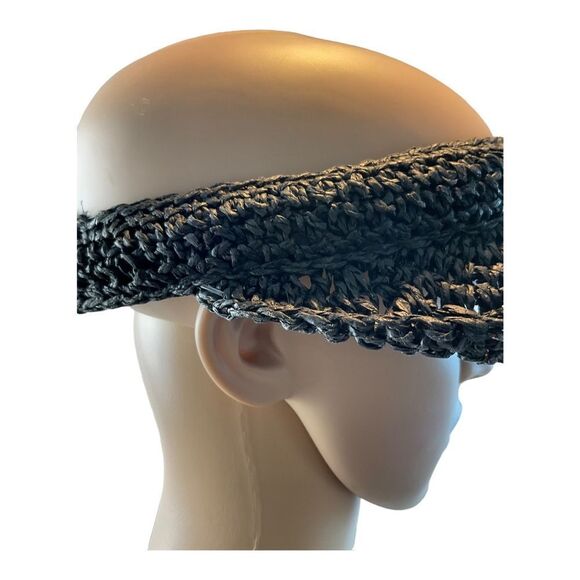 Women’s  Straw Visor One Size Black hat golf party Beach Walk Handmade. - Picture 5 of 13